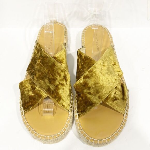 Matt Bernson Womens Sz 10M Shoes Slide Porto Gold Velvet Espadrille Spain‎ - Picture 4 of 11
